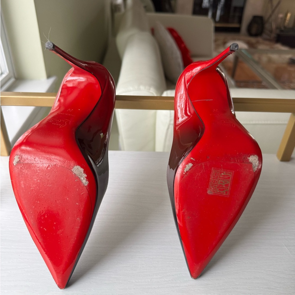 Christian Louboutin red/black ombré patent leather Kate pumps, size 39 - Picture 5 of 6